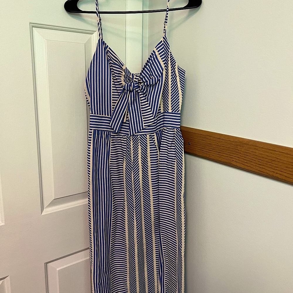 Blue & White Tie Front Dress
